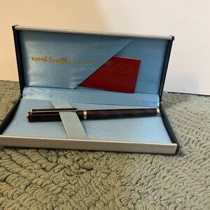 Vintage Uni-Ball Exceed Lacquered Tortoise Shell Rollerball Pen Original Case